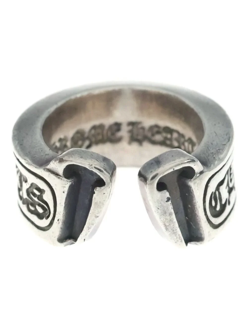 Chrome Hearts LG Scroll Label Large Ring Silver